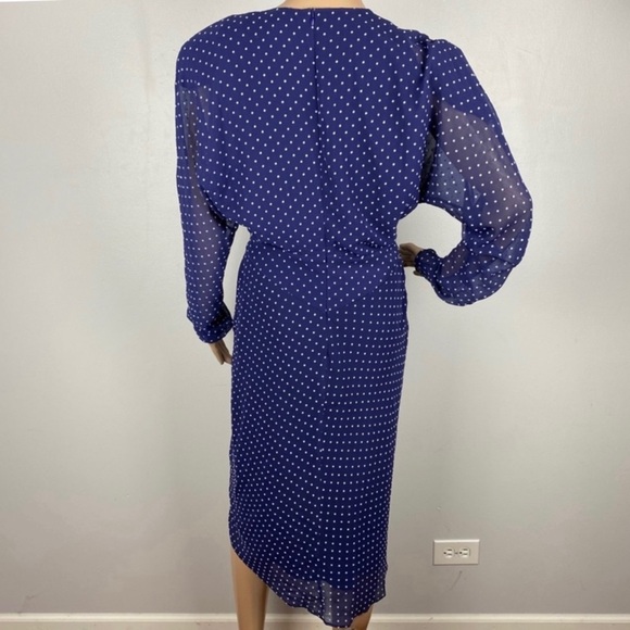 NEW PHILOSOPHY DI LORENZO SERAFINI LONG SLEEVE POLKA DOT MIDI DRESS - Picture 7 of 9